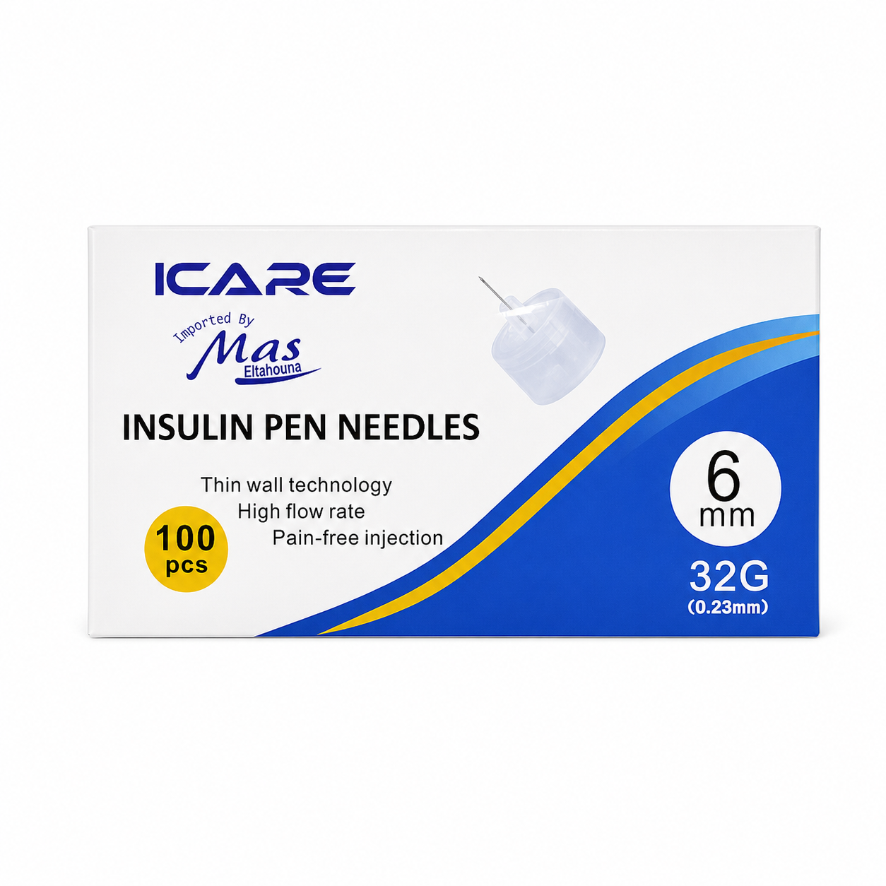 سنون إنسولين 6مم iCare علبة 100 قطعة
