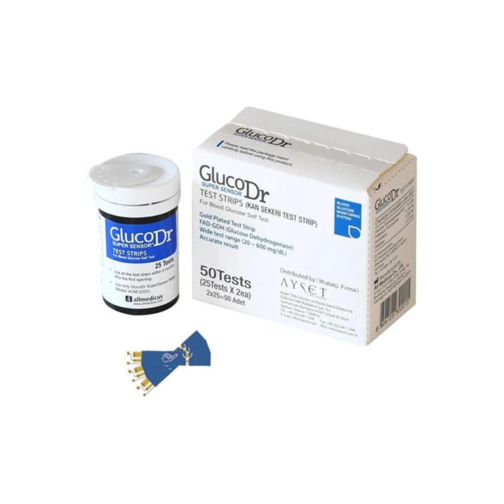 شرائط قياس السكر جلوكو دكتور سوبر سينسور GlucoDr Super Sensor علبة 50 شريط