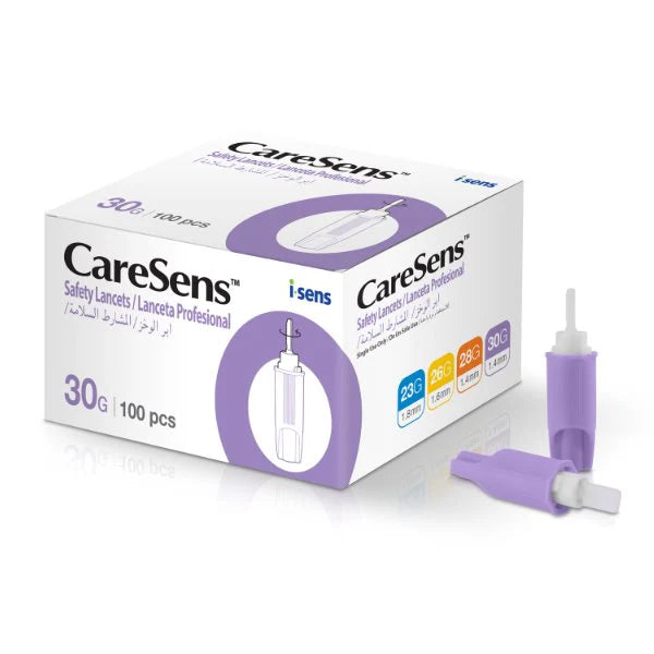 شكاكات كيرسينس أوتوماتيك 100 قطعة تستخدم بدون قلم شك | CareSens Automatic Lancets