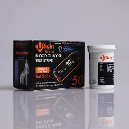 شرائط جهاز السكر يو رايت URight علبة 50 شريط