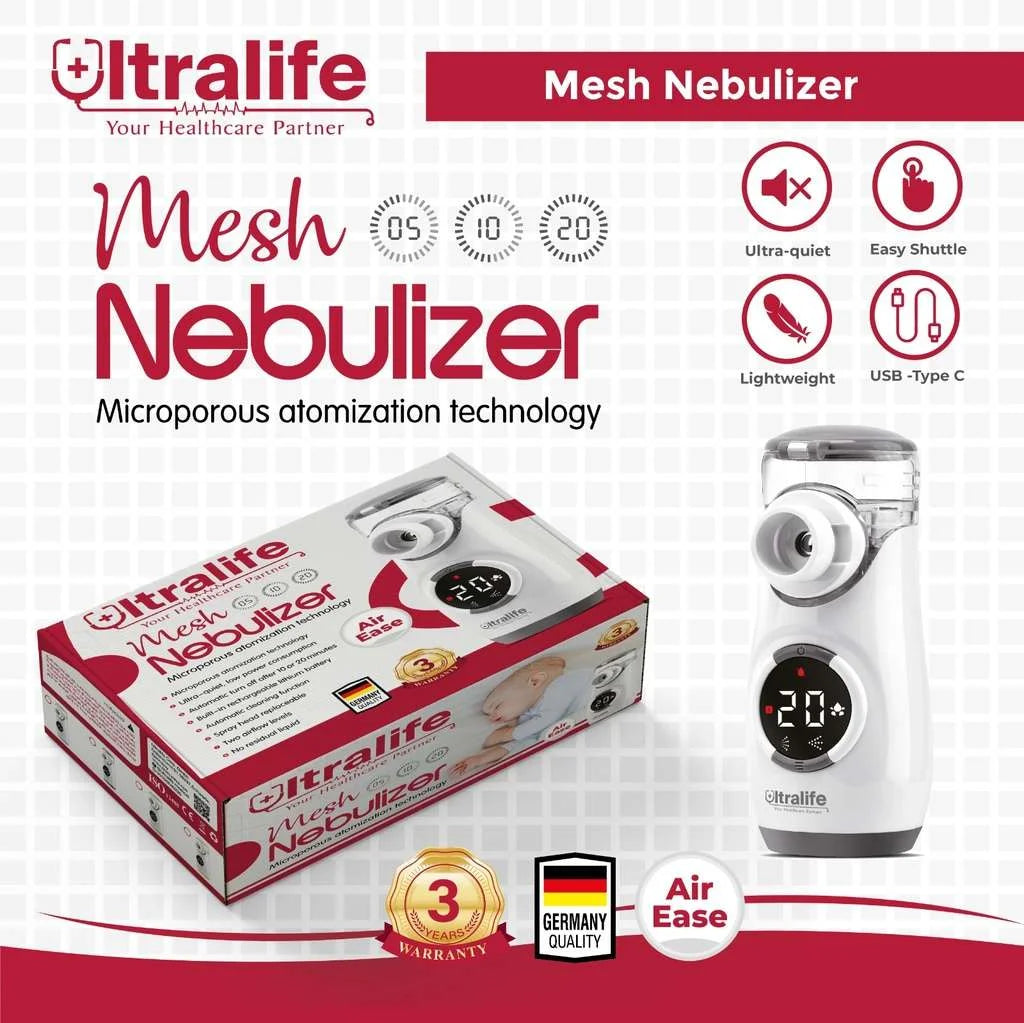 جهاز جلسات تنفس نيبولايزر محمول الترا لايف Ultralife Mesh