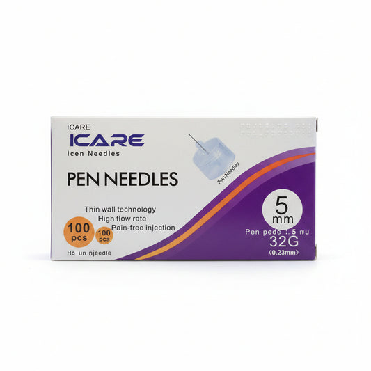 سنون إنسولين 5مم iCare علبة 100 قطعة