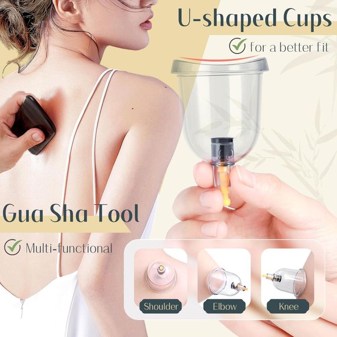 طقم حجامة بوتنزا ٨ كاسات مع مضخة شفط يدوية مقاس ٥ | Potenza Cupping Set Size 5