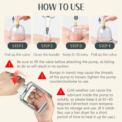 طقم حجامة بوتنزا ٨ كاسات مع مضخة شفط يدوية مقاس ٥ | Potenza Cupping Set Size 5