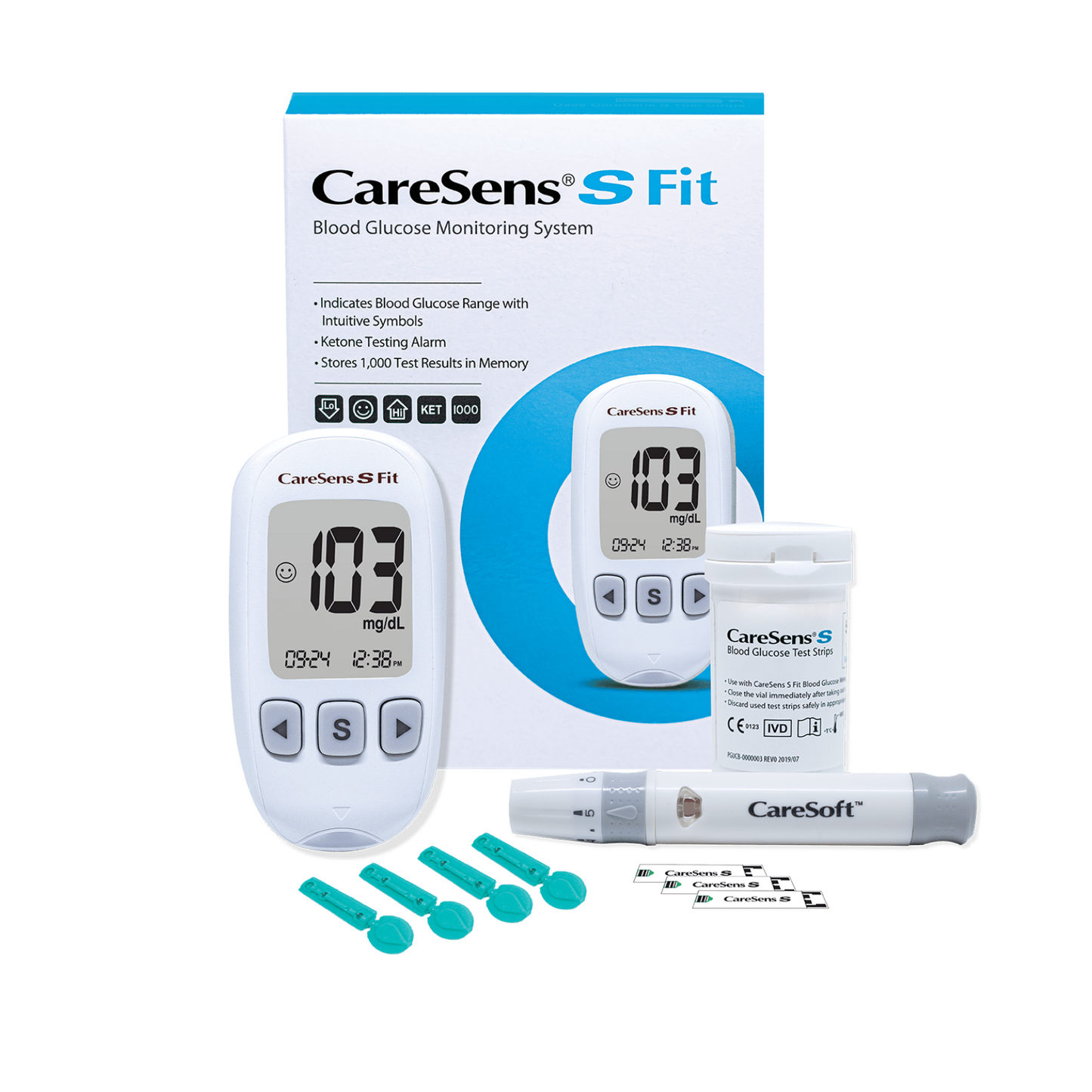 جهاز قياس السكر الكوري CareSense كيرسينس مع 50 شريط - شحن مجاني