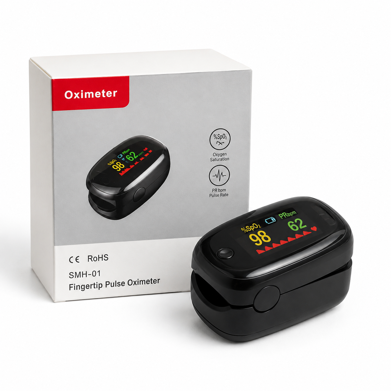 جهاز قياس النبض ونسبة الأكسجين بالدم (بلص اوكسيميتر) | Pulse Oximeter SMH-01