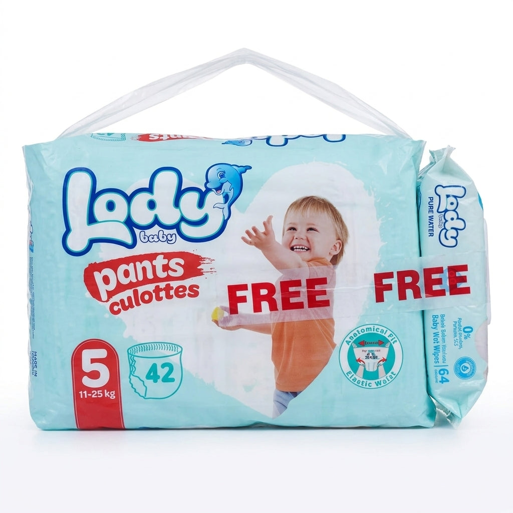 حفاضات لودي بانتس | Lody Pants – مقاس 5 جونيور (Junior) – (11-25 كجم) – 42 قطعة