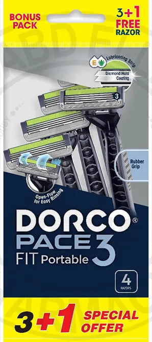 Dorco Pace 3 Fit Portable Razor for Men 3+1 Free Pack