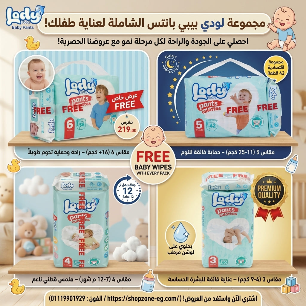 حفاضات لودي بانتس التركية للأطفال | Lody Pants – مقاسات متعددة