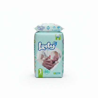 Lody Diapers Size 1 Newborn Pack with Free Wet Wipes Gift