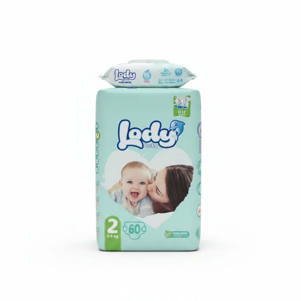 Lody Diapers Size 2 Mini Pack with Free Wet Wipes Gift