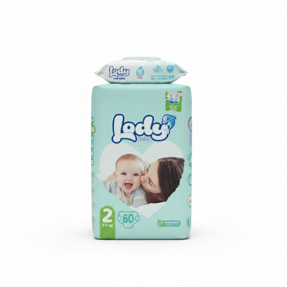 Lody Diapers Size 2 Mini Pack with Free Wet Wipes Gift