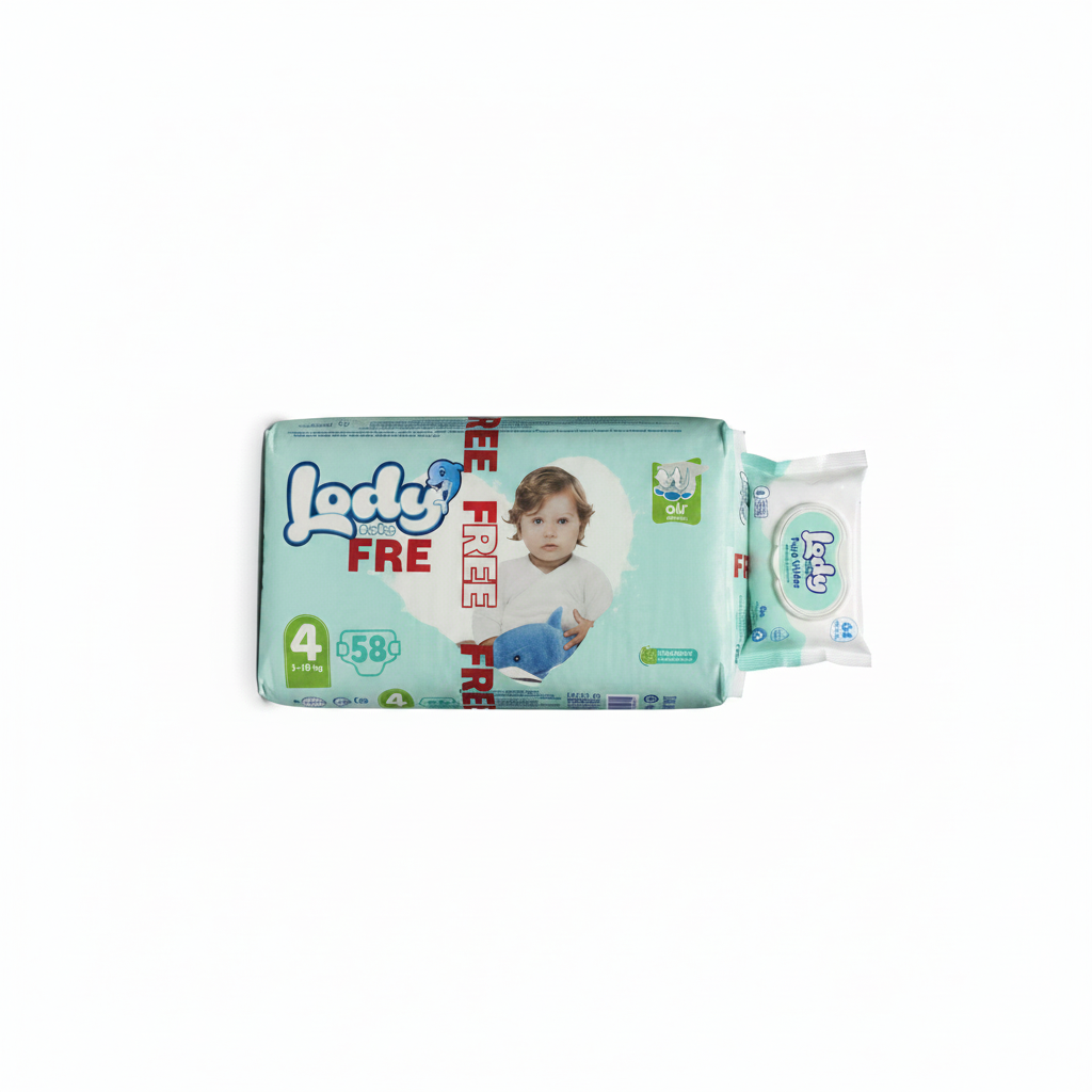 Lody Diapers Size 4 Maxi Pack with Free Wet Wipes Gift